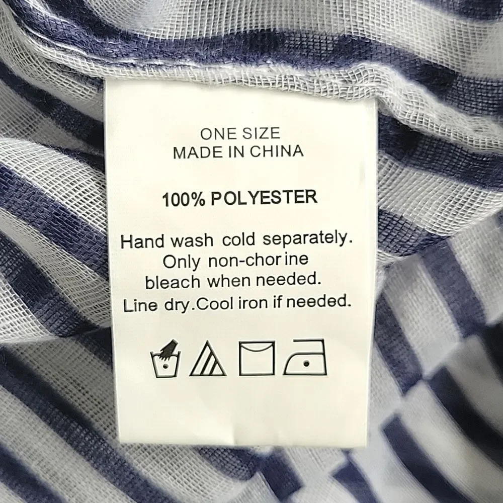 Diesel Blue White Striped Lightweight Casual Infinity Scarf OS Nautical